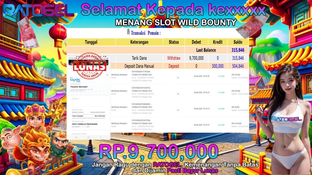 BUKTI JACKPOT SLOT WILD BOUNTY SHOWDOWN TERPERCAYA DI INDONESIA TGL 29-04-2025