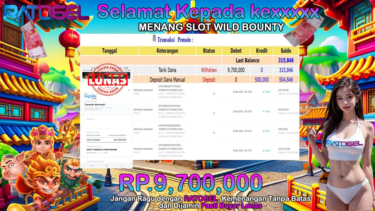 BUKTI JACKPOT SLOT WILD BOUNTY SHOWDOWN TERPERCAYA DI INDONESIA TGL 29-04-2025