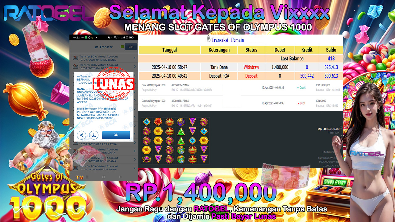 BUKTI JACKPOT SLOT GATES OF OLYMPUS 1000 TERPERCAYA DI INDONESIA TGL 10-04-2025